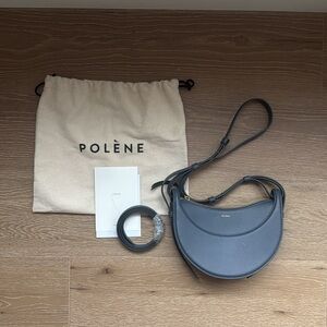 Polene Numero Dix Textured Leather Bag in Blue